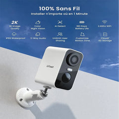 Wireless WiFi Surveillance Camera with Battery Night Vision,Colour and AI & PIR Motion Detection,Outdoor/Indoor